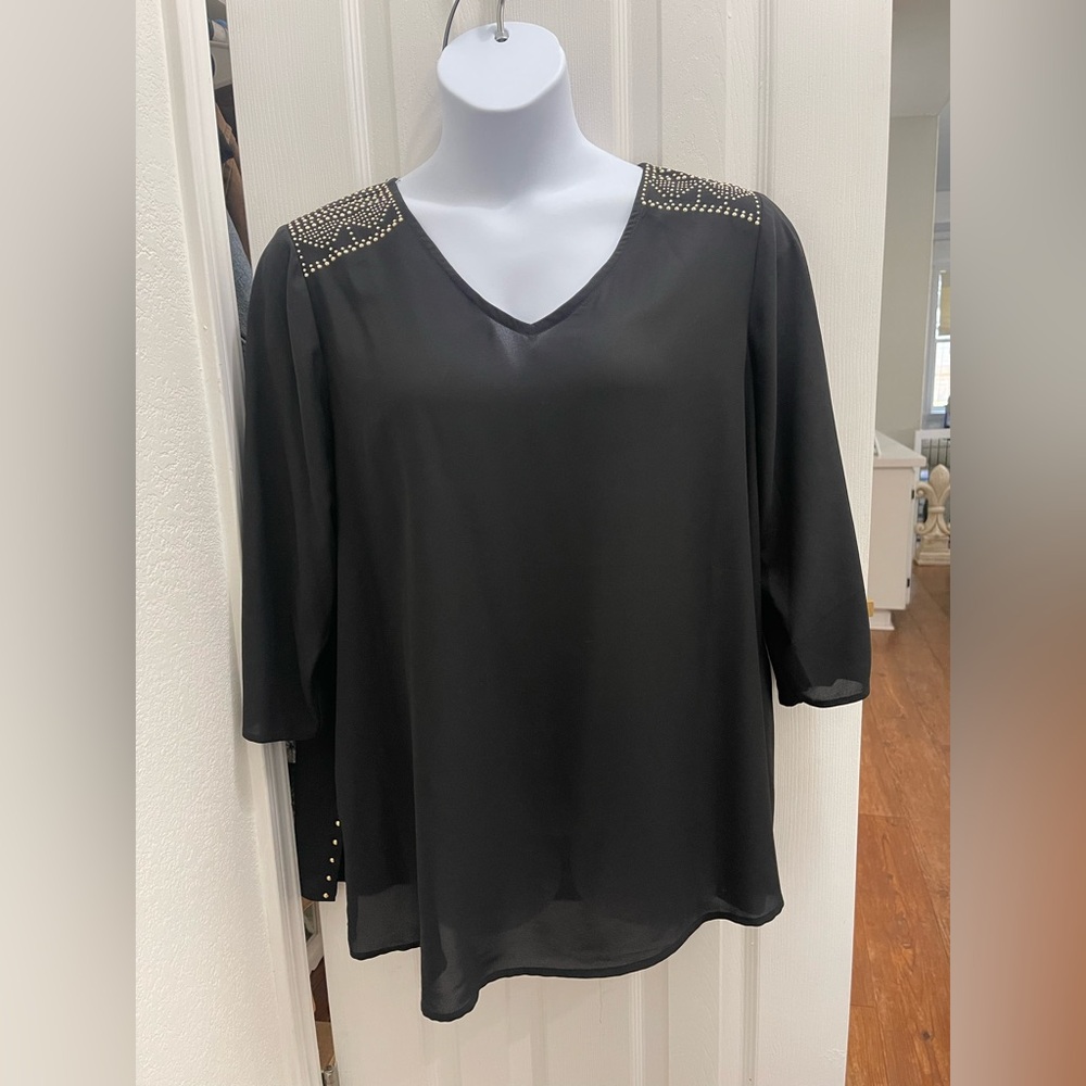 Cato Fashion Black Studded Women's Top